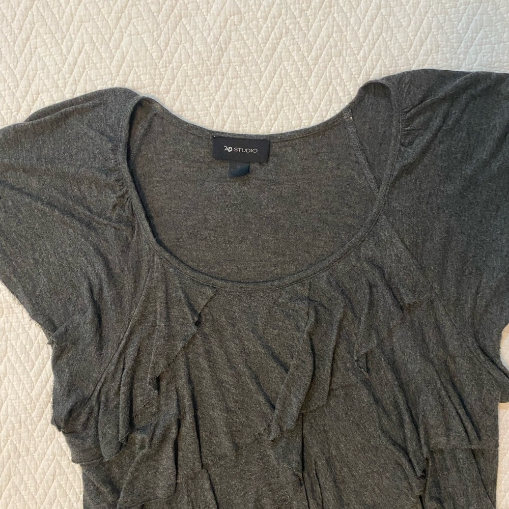 Women's Gray Ruffle Top - Picture 2 of 5